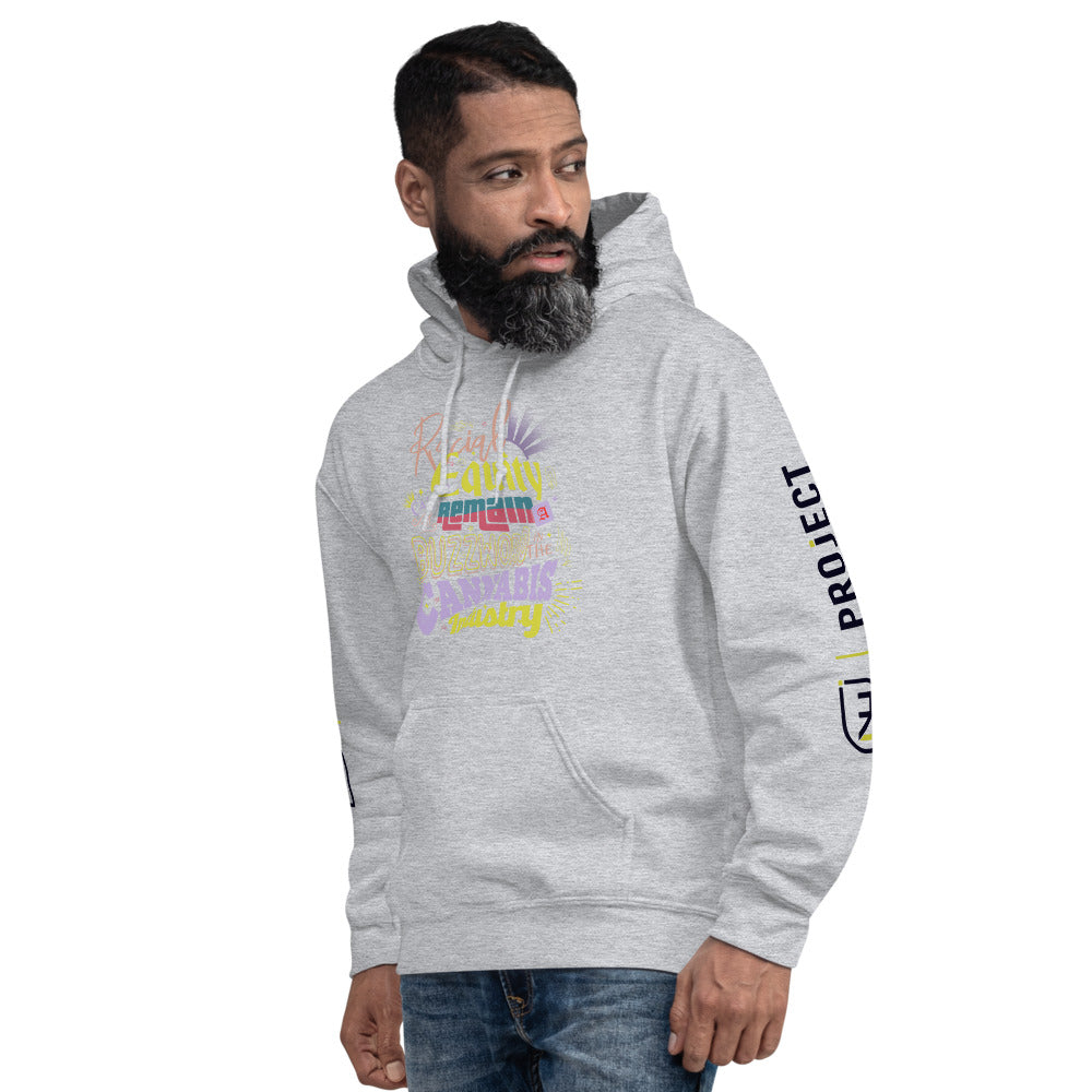 Racial Equity can not remain a buzzword in the cannabis industry - White or Gray Unisex Hoodie